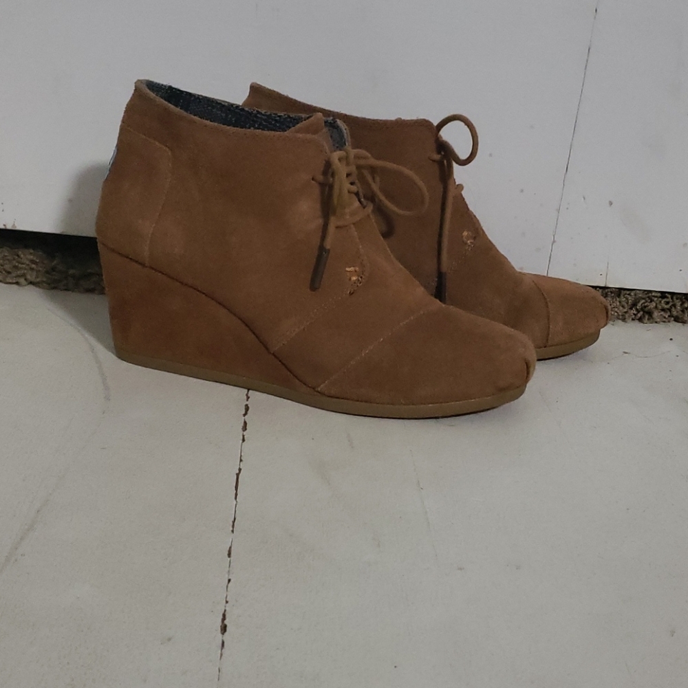 TOMS Suede Wedge Booties